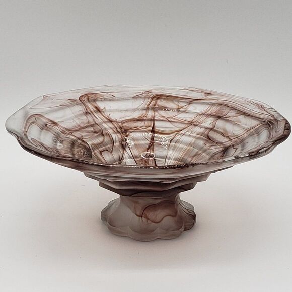 Walther & Sohne Oralit Sepia Vintage German Cloud Glass Pedestal Bowl - Picture 1 of 14